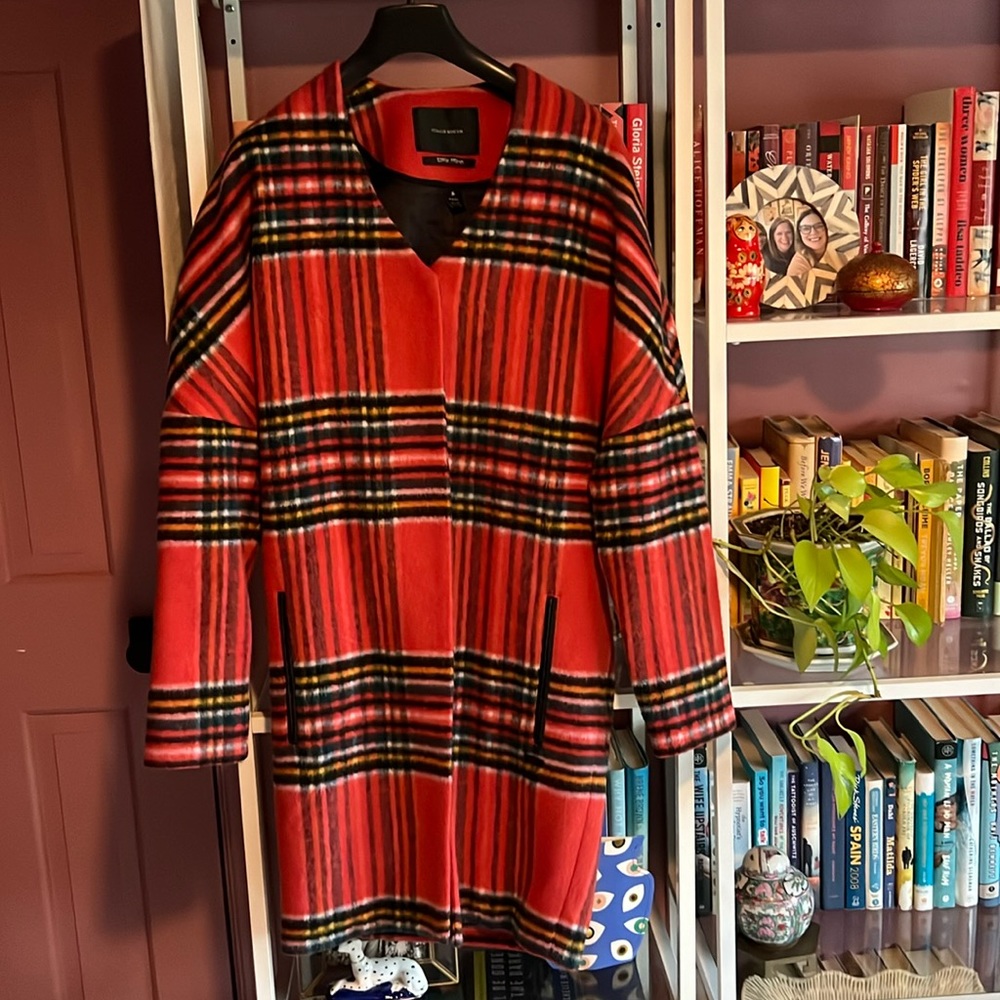 Maison Scotch Tartan Plaid Coat